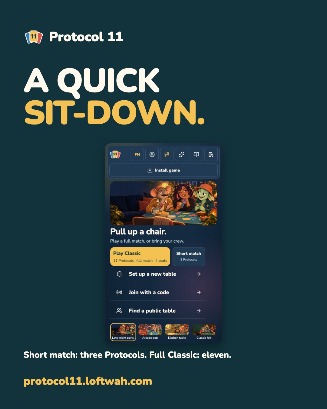 Short match invitation with the real mobile Home choices.