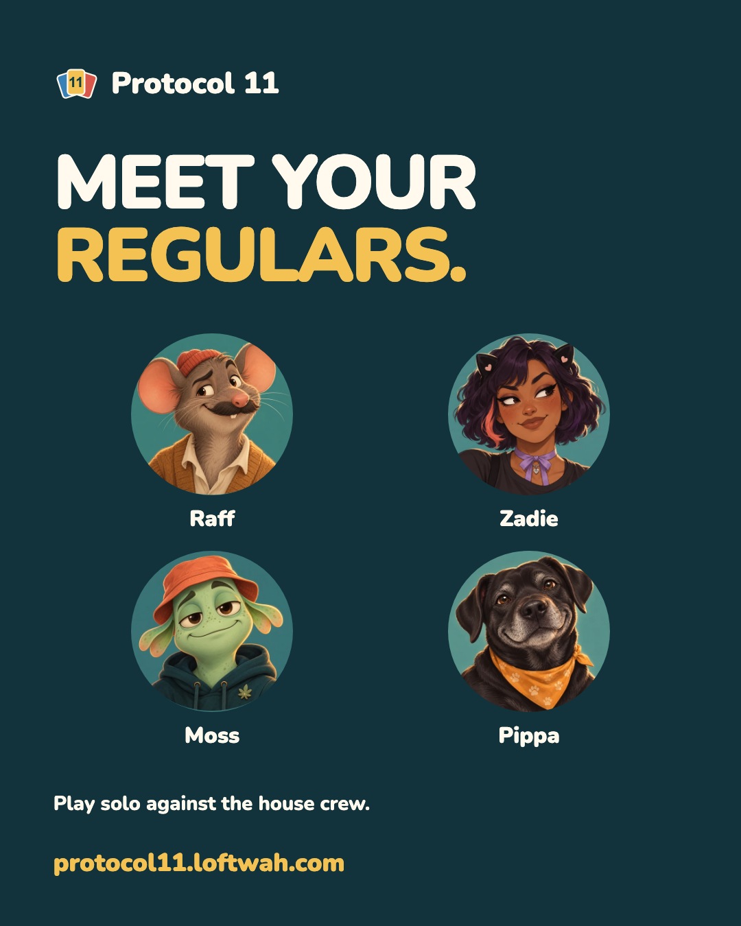 The Protocol 11 house rivals Raff, Zadie, Moss and Pippa.