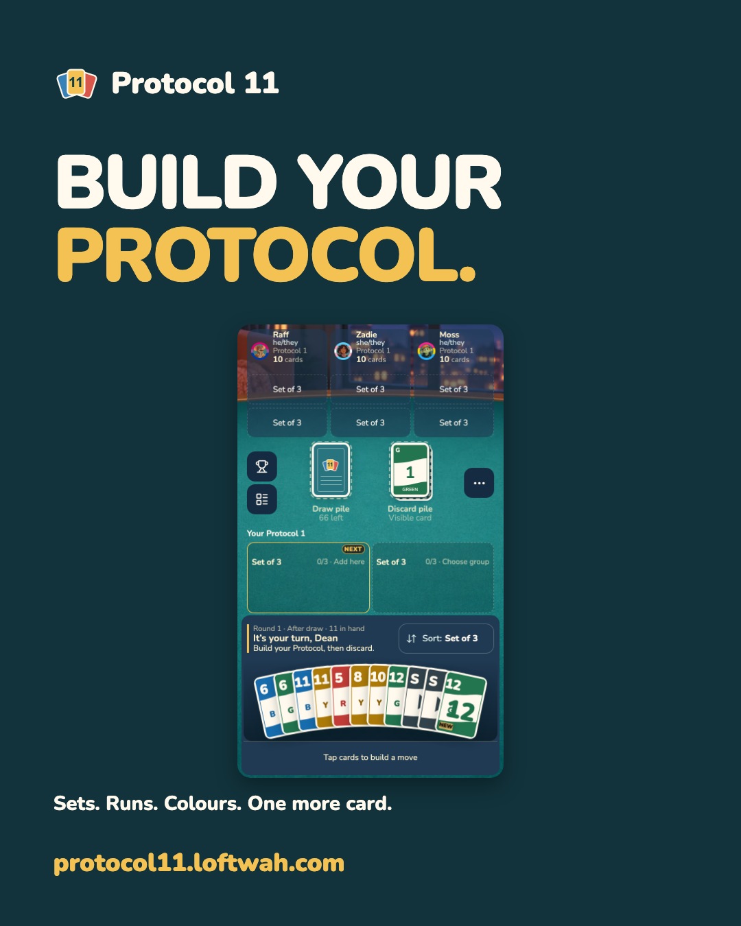 Build your Protocol invitation with a real mobile game table.